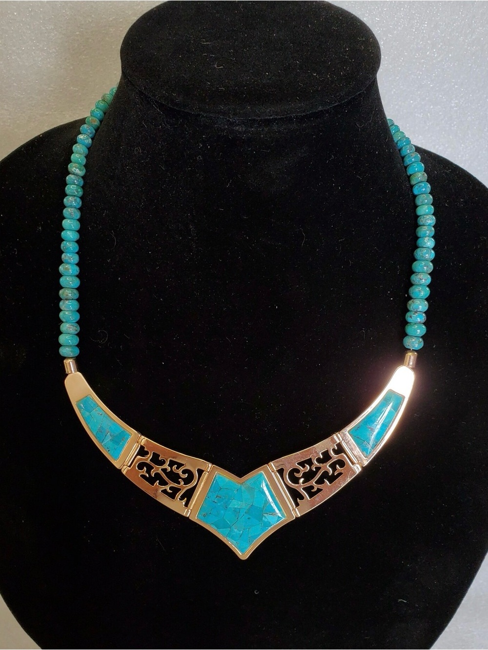 NEW Vintage Jay King DTR Mine Finds Copper & Turquoise Inlay Reversible Necklace
